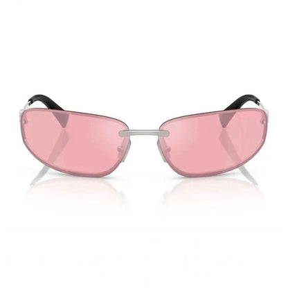 Óculos Virginia Rosa da Solune, com lentes alongadas rosadas e contorno fino.